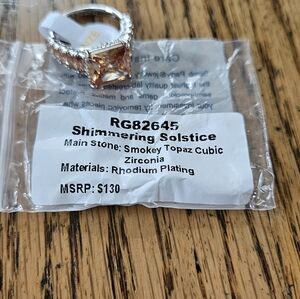 Bomb Party Size 7bsmokeybtopaz Cubic Zircornia With Rhodium Plating Ring